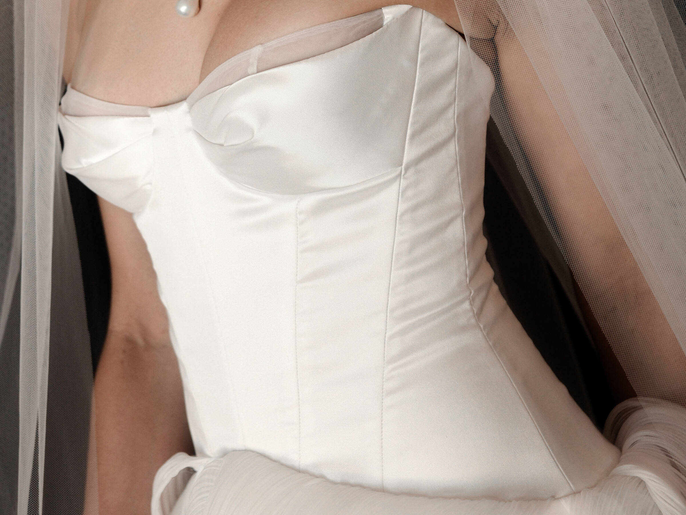corset dress pattern Strapless Tulle A-Line Wedding Dress with Beaded Corset Layered Skirt –  Think Bridal