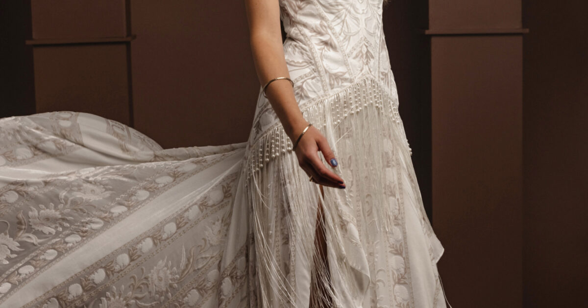 chinese dress ladies Backless Boho Geometric Lace Tassels Mermaid Wedding Dress main image 0