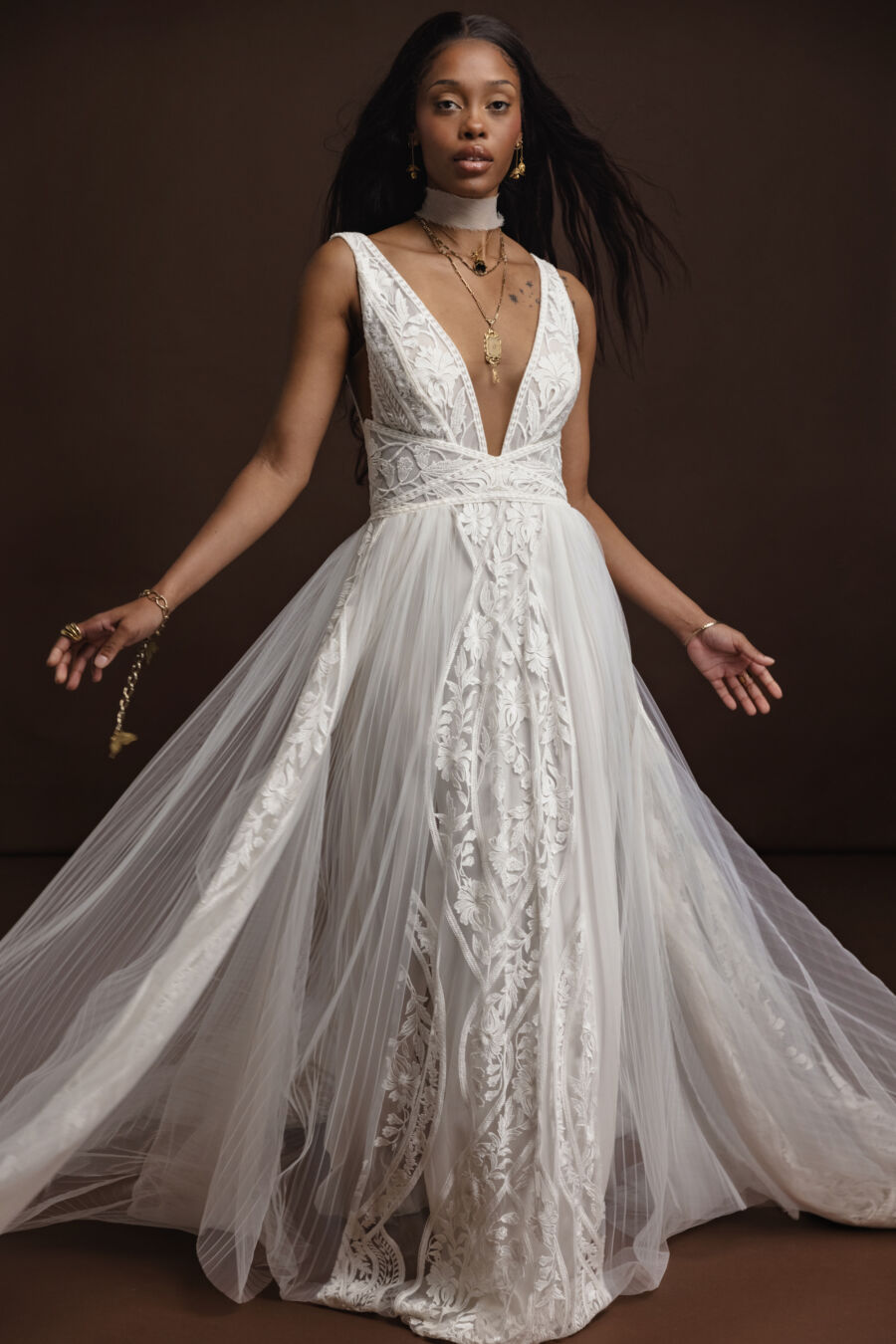 designer special occasion dresses Ladivine CD0181 Size 6 Jade A Line Floral Prom Dress V Neck Formal Gown