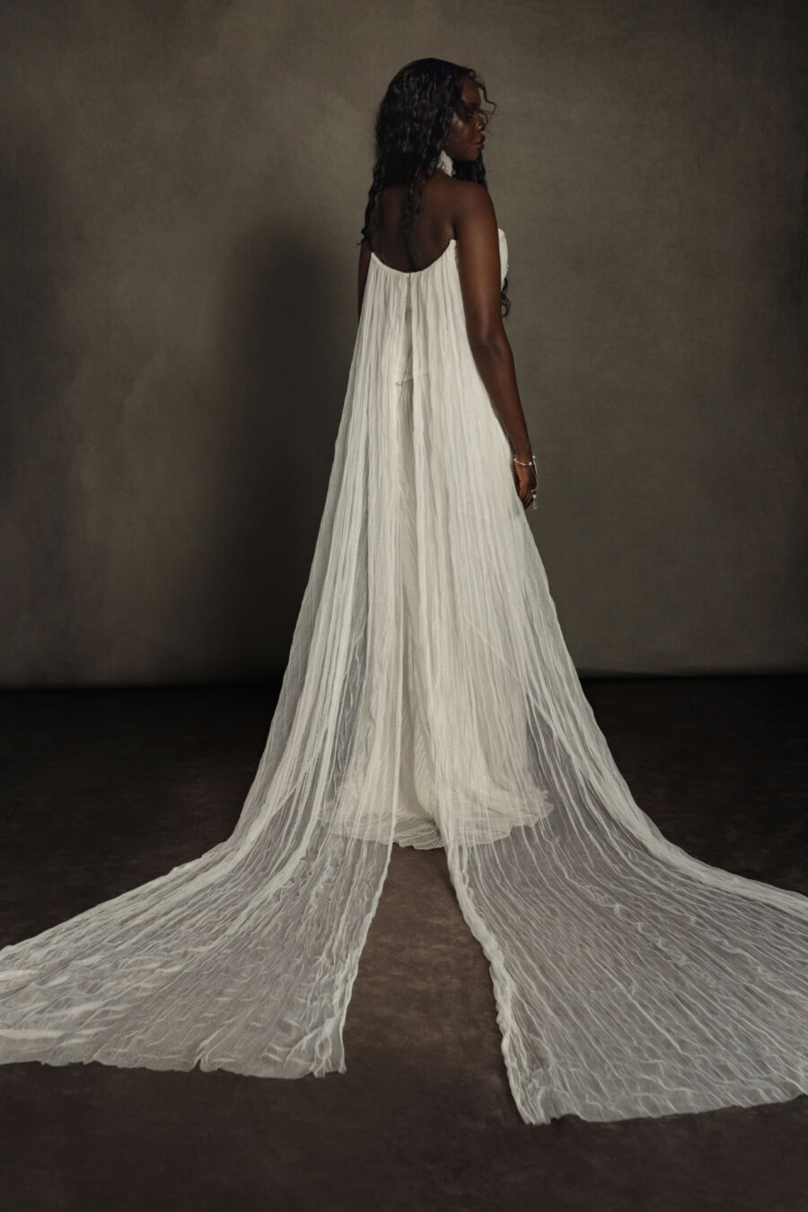 backless diamante mesh mini party dress JUNE Pearl and Crystal Back Necklace Rose Gold / Ivory/Clear / 14 1/2